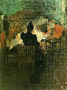 Carl Larsson ljusinterior fran dalarna- vid lampan oil painting reproduction